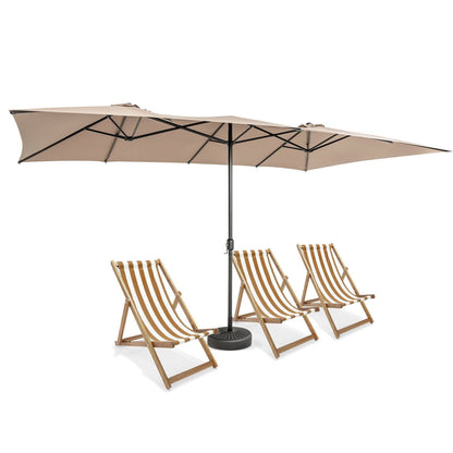 15 Feet Double-Sized Patio Umbrella with Crank Handle and Vented Tops, Brown Outdoor Umbrellas   at Gallery Canada