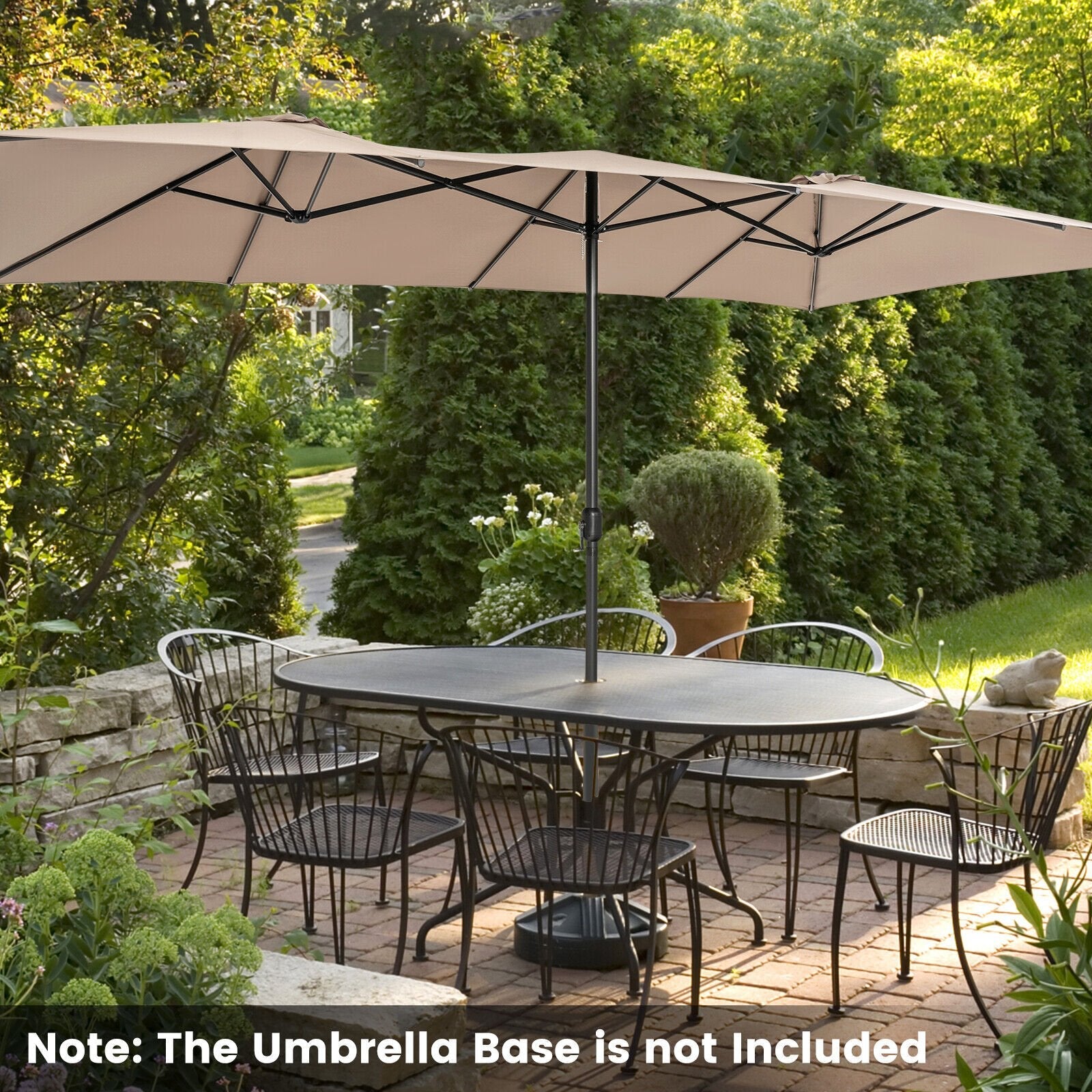 15 Feet Double-Sized Patio Umbrella with Crank Handle and Vented Tops, Brown Outdoor Umbrellas   at Gallery Canada