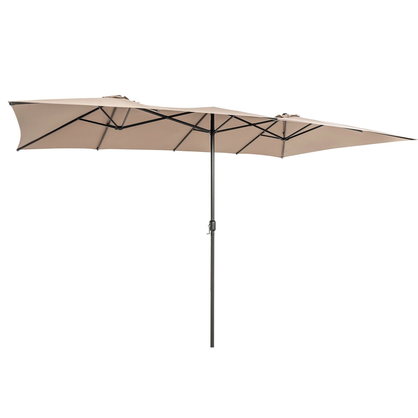 15 Feet Double-Sized Patio Umbrella with Crank Handle and Vented Tops, Brown Outdoor Umbrellas   at Gallery Canada