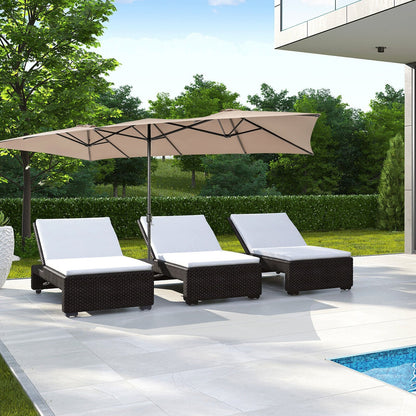 15 Feet Double-Sized Patio Umbrella with Crank Handle and Vented Tops, Brown Outdoor Umbrellas   at Gallery Canada