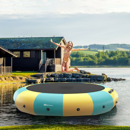 15 Feet Inflatable Splash Padded Water Bouncer Trampoline, Yellow Trampolines Yellow  at Gallery Canada