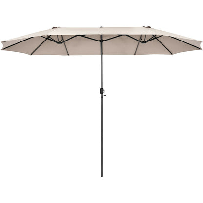 15 Feet Patio Double-Sided Umbrella with Hand-Crank System, Beige Outdoor Umbrellas   at Gallery Canada