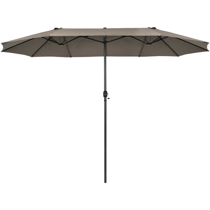 15 Feet Patio Double-Sided Umbrella with Hand-Crank System, Brown Outdoor Umbrellas   at Gallery Canada