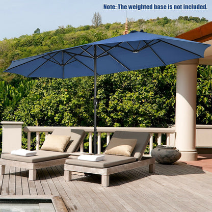 15 Feet Patio Double-Sided Umbrella with Hand-Crank System, Navy Outdoor Umbrellas   at Gallery Canada