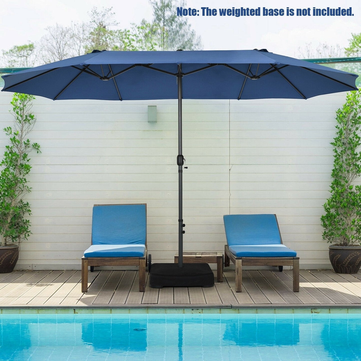 15 Feet Patio Double-Sided Umbrella with Hand-Crank System, Navy Outdoor Umbrellas   at Gallery Canada