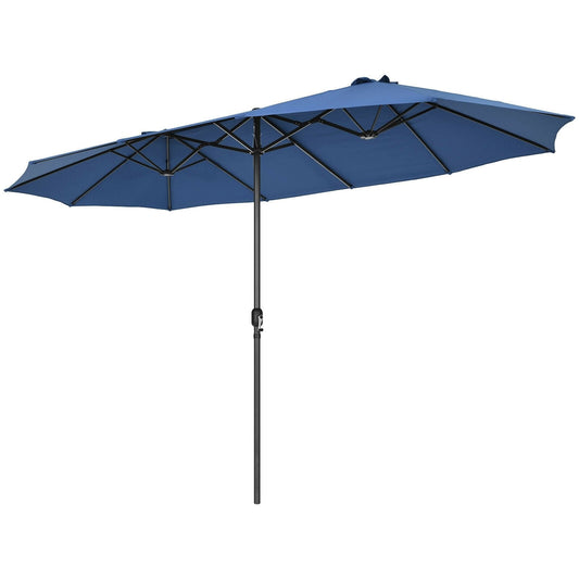 15 Feet Patio Double-Sided Umbrella with Hand-Crank System, Navy Outdoor Umbrellas   at Gallery Canada