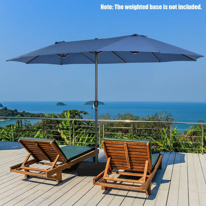 15 Feet Patio Double-Sided Umbrella with Hand-Crank System, Navy Outdoor Umbrellas   at Gallery Canada