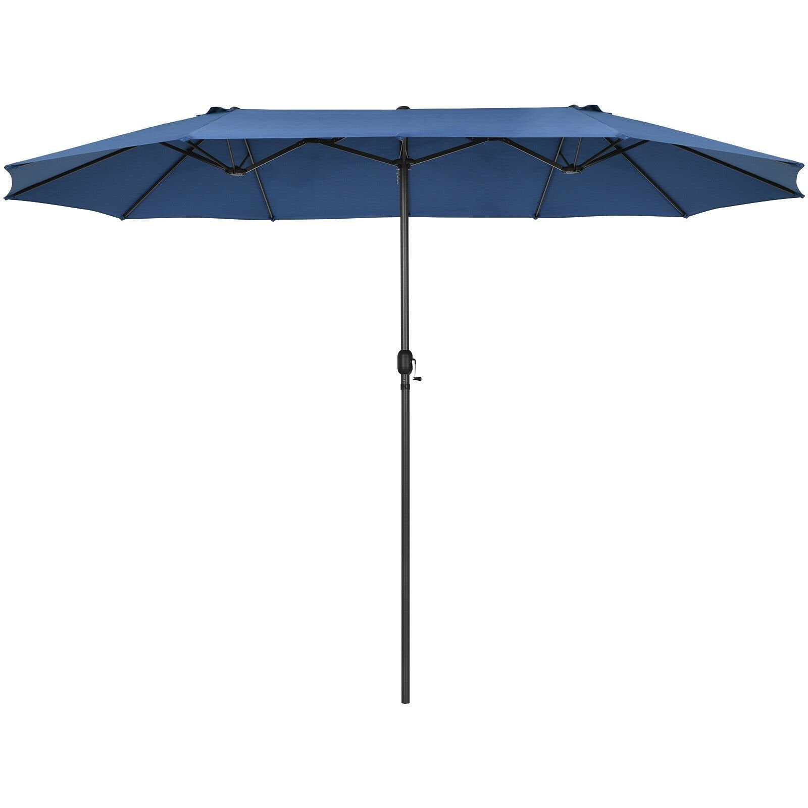 15 Feet Patio Double-Sided Umbrella with Hand-Crank System, Navy Outdoor Umbrellas   at Gallery Canada