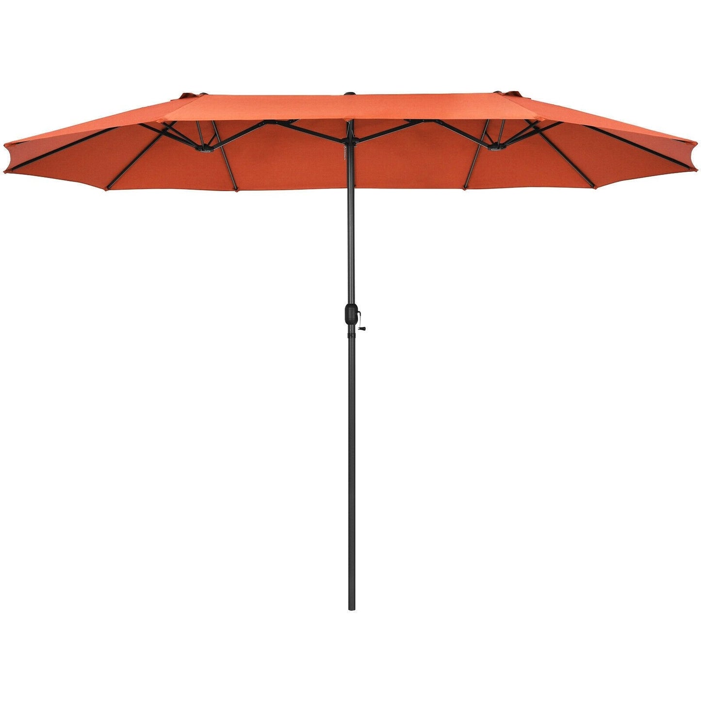 15 Feet Patio Double-Sided Umbrella with Hand-Crank System, Orange Outdoor Umbrellas   at Gallery Canada