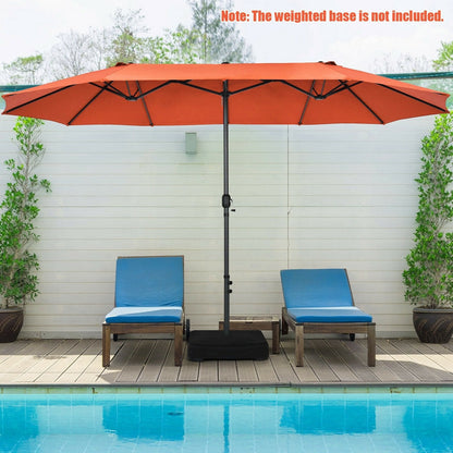 15 Feet Patio Double-Sided Umbrella with Hand-Crank System, Orange Outdoor Umbrellas   at Gallery Canada