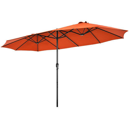 15 Feet Patio Double-Sided Umbrella with Hand-Crank System, Orange Outdoor Umbrellas   at Gallery Canada