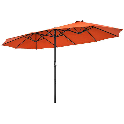 15 Feet Patio Double-Sided Umbrella with Hand-Crank System, Orange