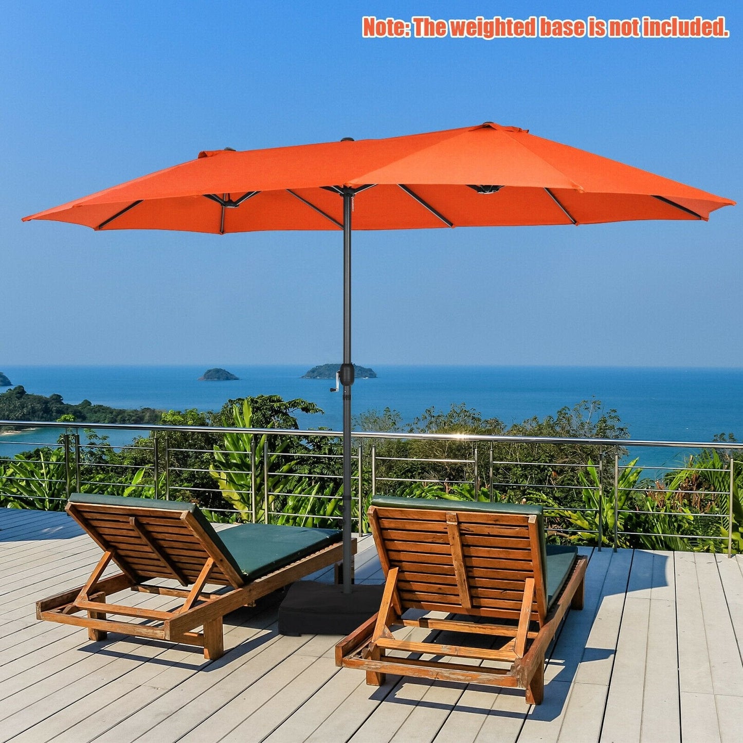 15 Feet Patio Double-Sided Umbrella with Hand-Crank System, Orange Outdoor Umbrellas   at Gallery Canada