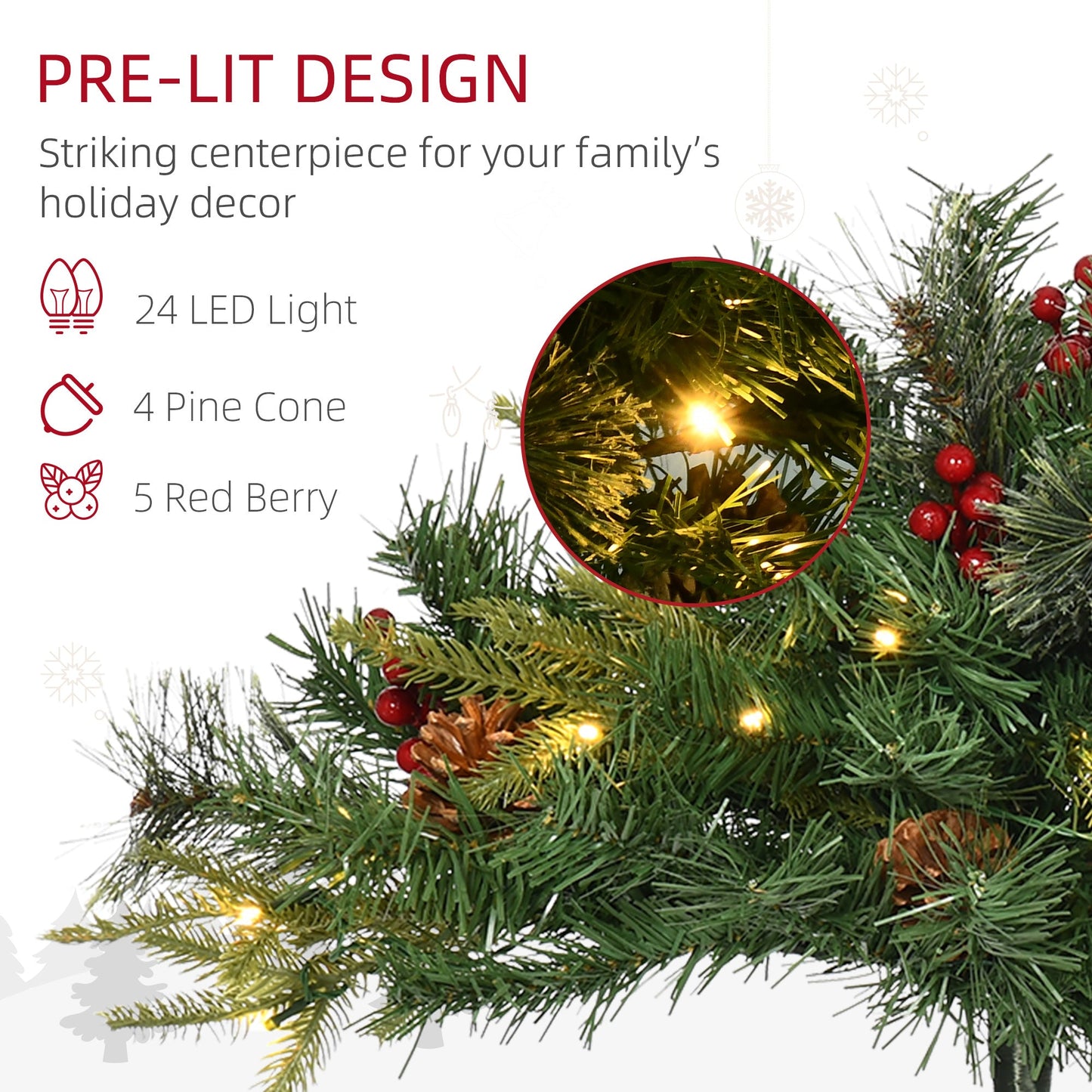 Prelit 1.5 Ft Artificial Christmas Trees with LED Lights, Berries, Pine Cones, Green Pre Lit Christmas Trees   at Gallery Canada