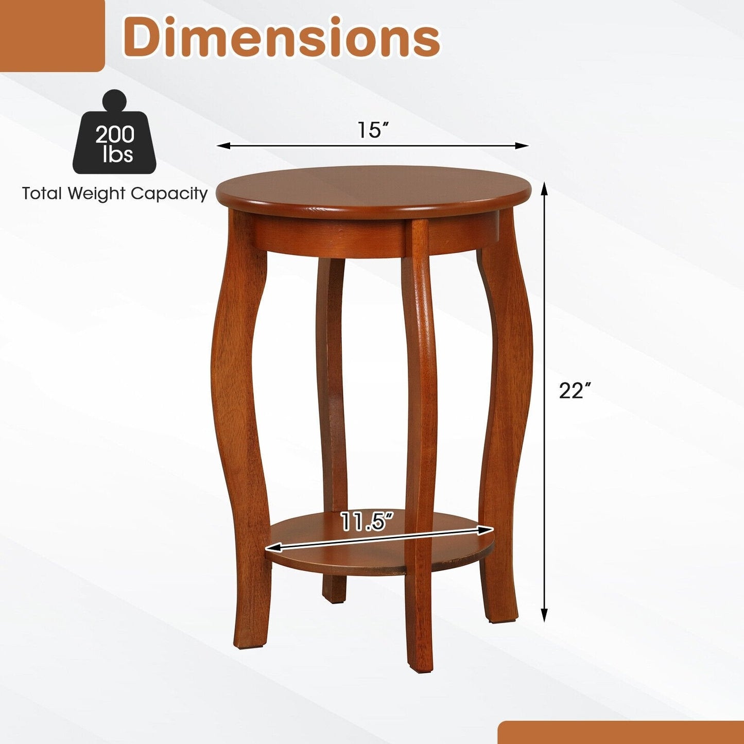 15 Inch 2-Tier Round End Table with Storage Shelf, Walnut End & Side Tables   at Gallery Canada