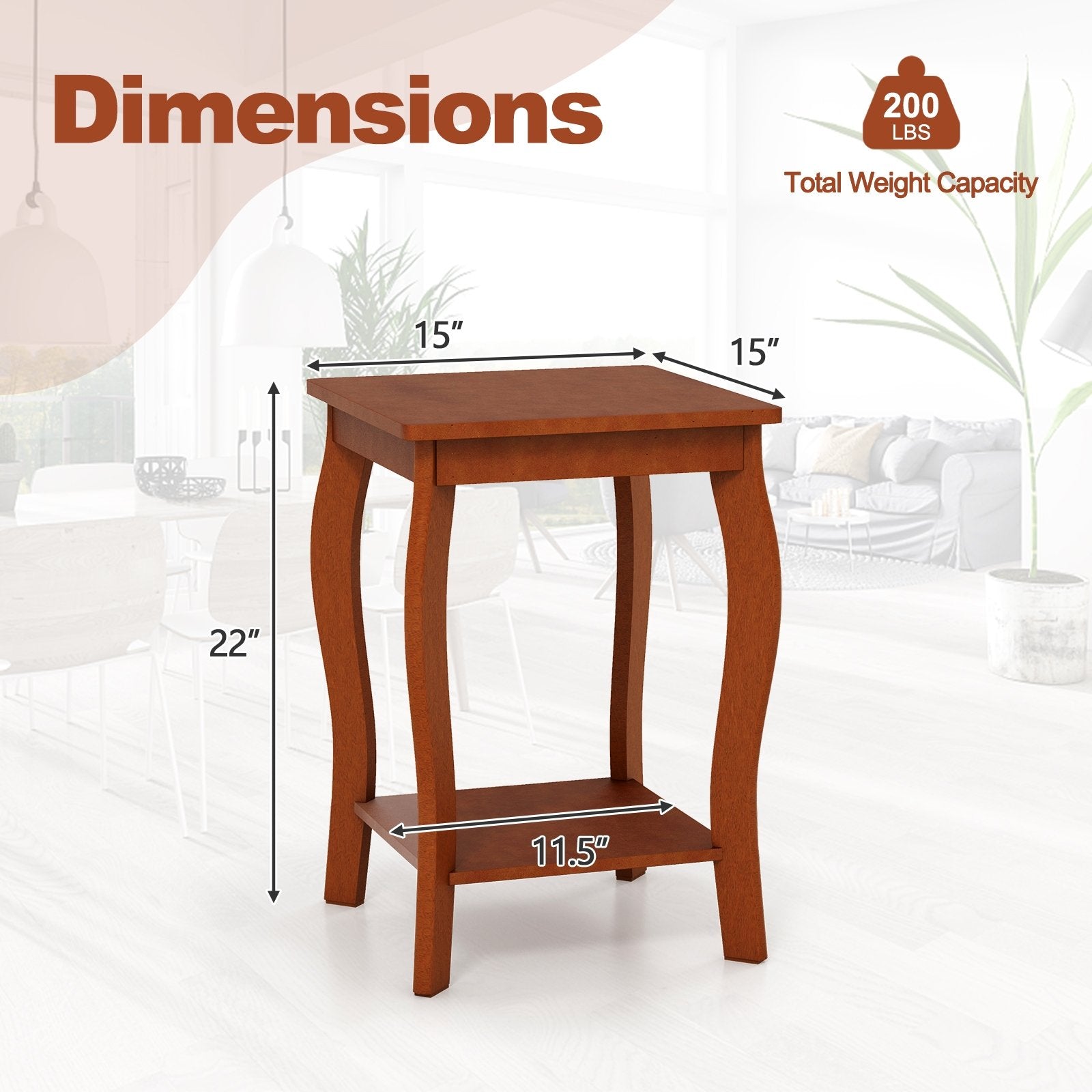 15 Inch 2-Tier Square End Table with Storage Shelf Set of 2, Walnut End & Side Tables   at Gallery Canada