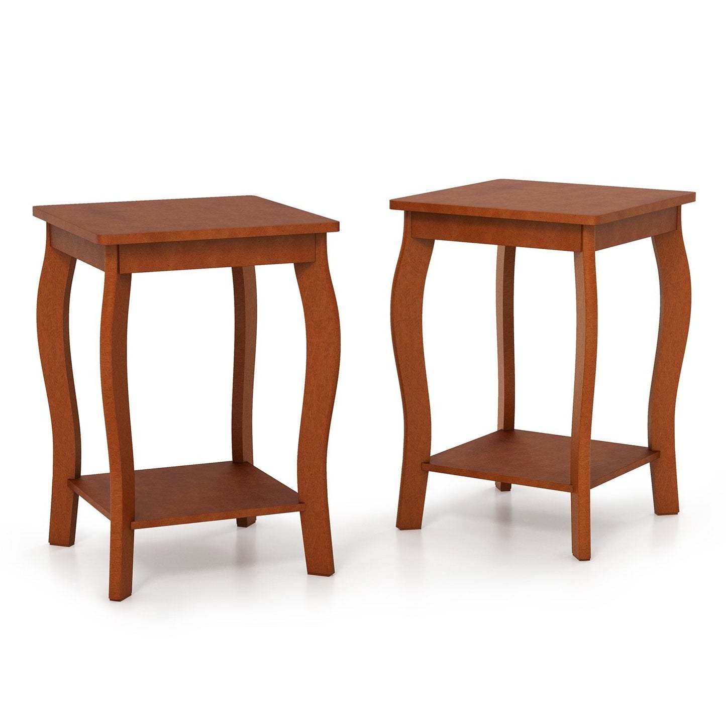 15 Inch 2-Tier Square End Table with Storage Shelf Set of 2, Walnut End & Side Tables   at Gallery Canada