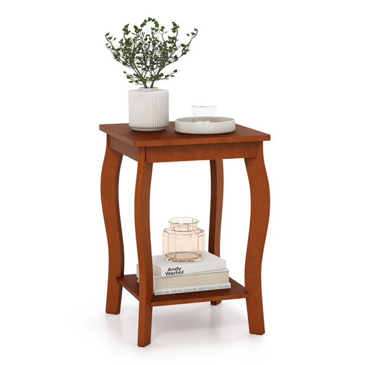 15 Inch 2-Tier Square End Table with Storage Shelf, Walnut End & Side Tables   at Gallery Canada