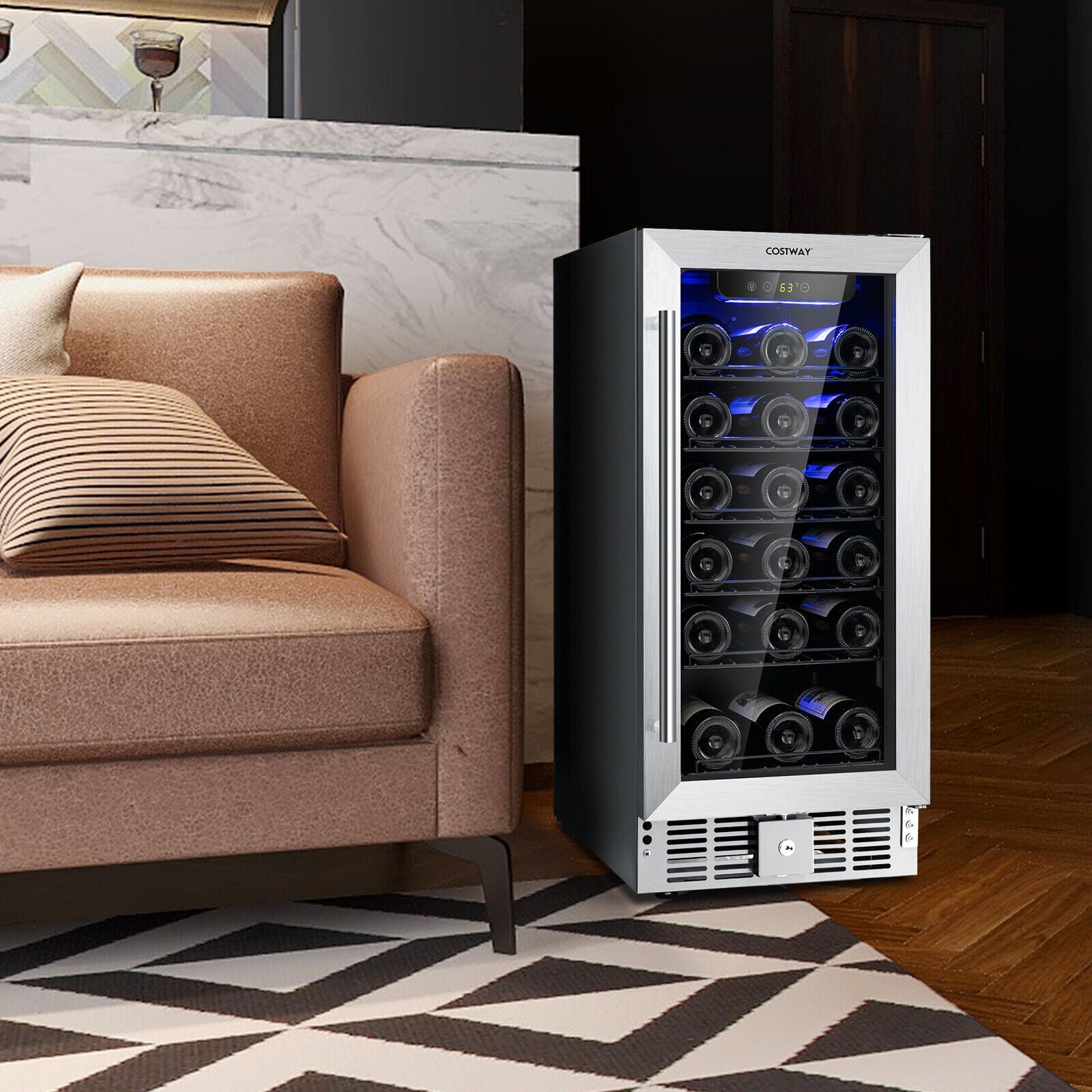 15 Inch 30-Bottle Wine Cooler with Temperature Memory, Black Wine & Beverage Coolers   at Gallery Canada