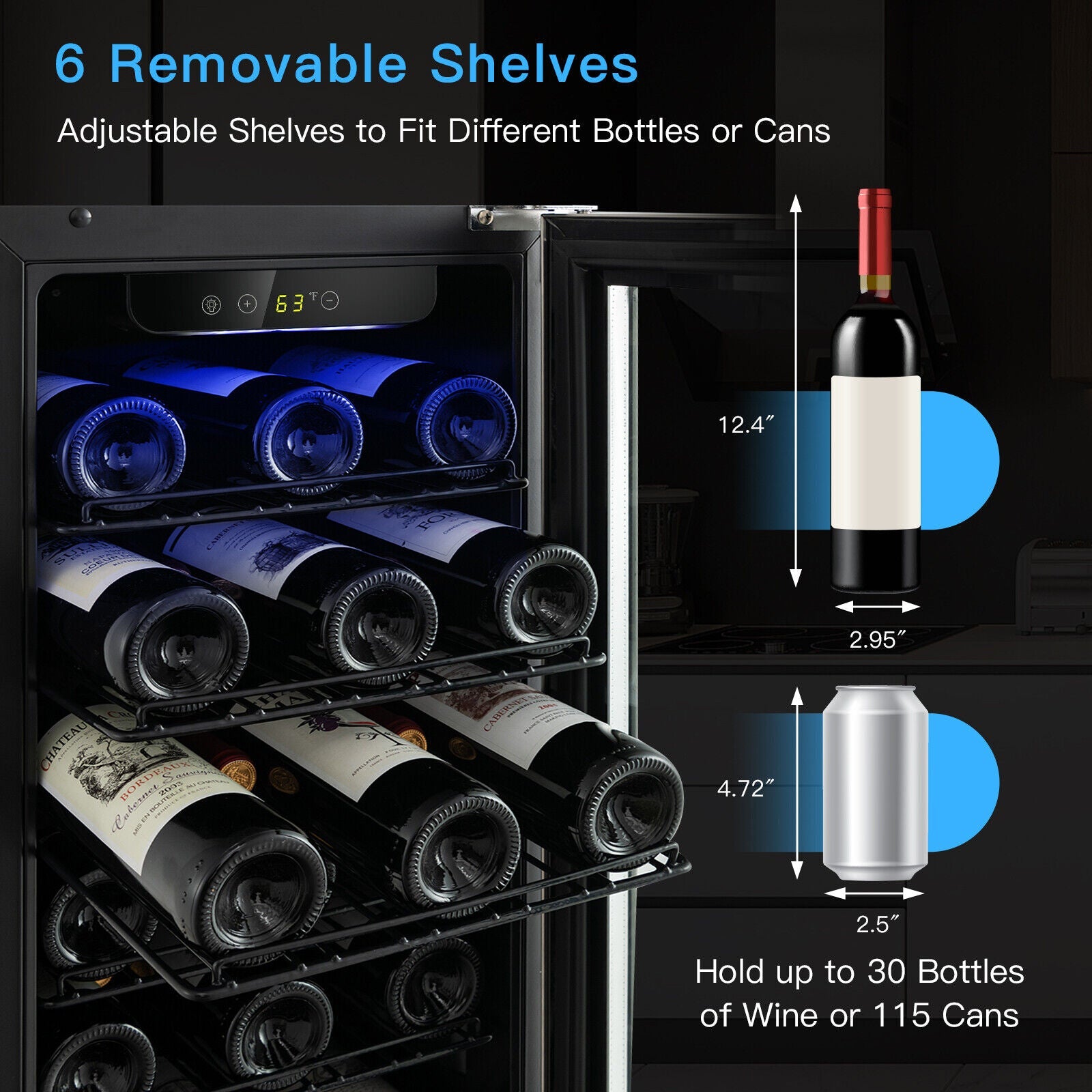 15 Inch 30-Bottle Wine Cooler with Temperature Memory, Black Wine & Beverage Coolers   at Gallery Canada