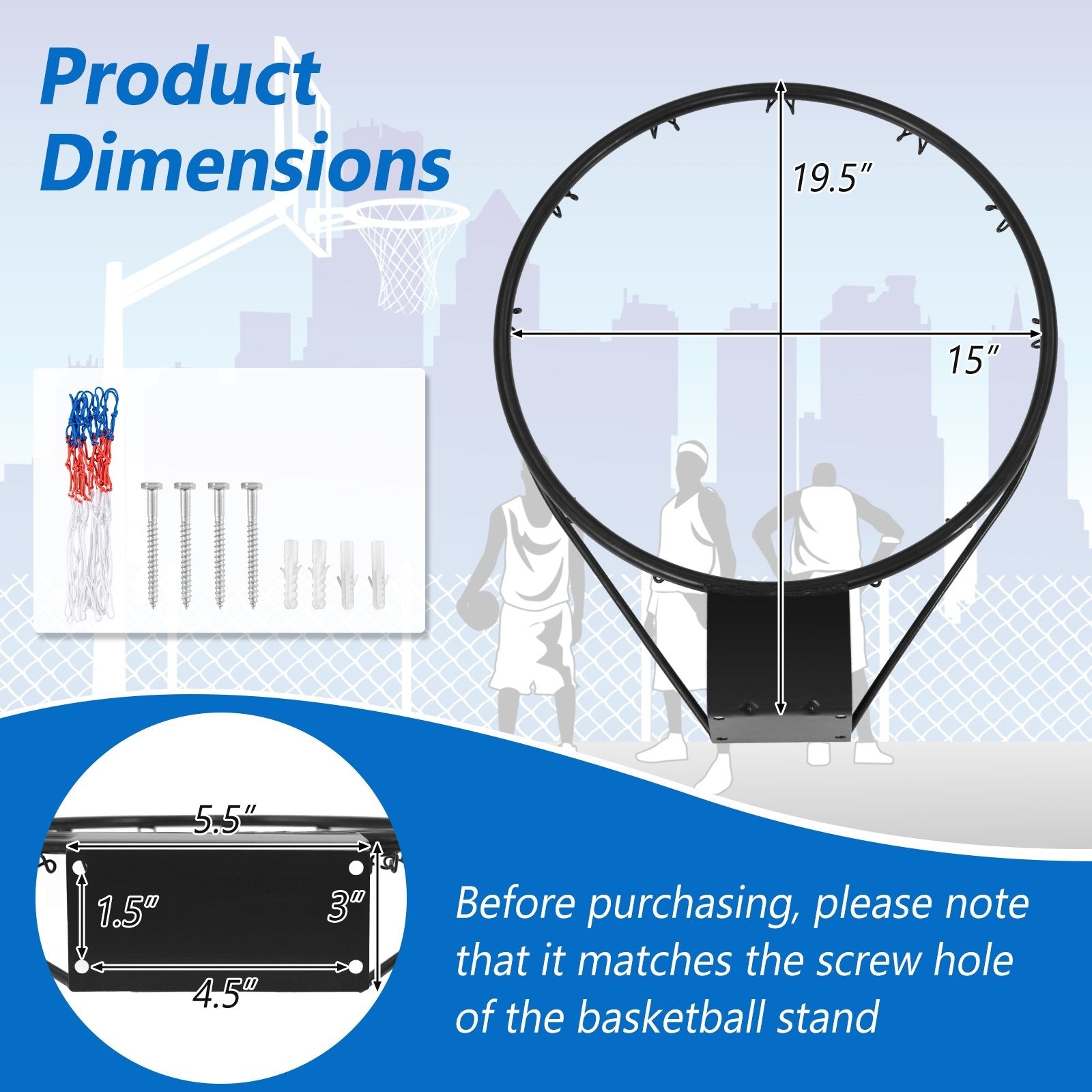 15-Inch Basketball Rim Goal Replacement with All Weather Net and Mounting Hardware, Black Sport Equipments   at Gallery Canada