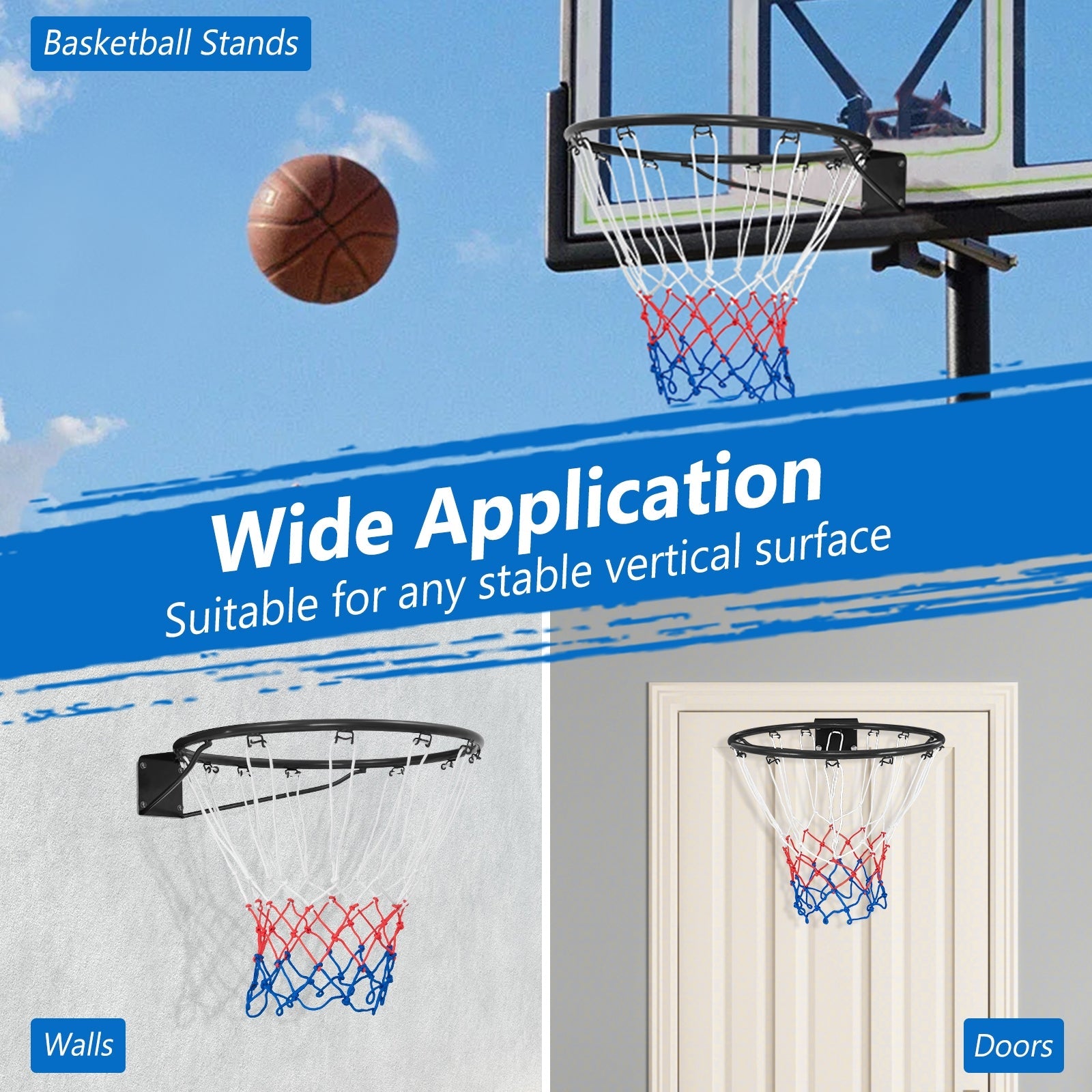 15-Inch Basketball Rim Goal Replacement with All Weather Net and Mounting Hardware, Black Sport Equipments   at Gallery Canada