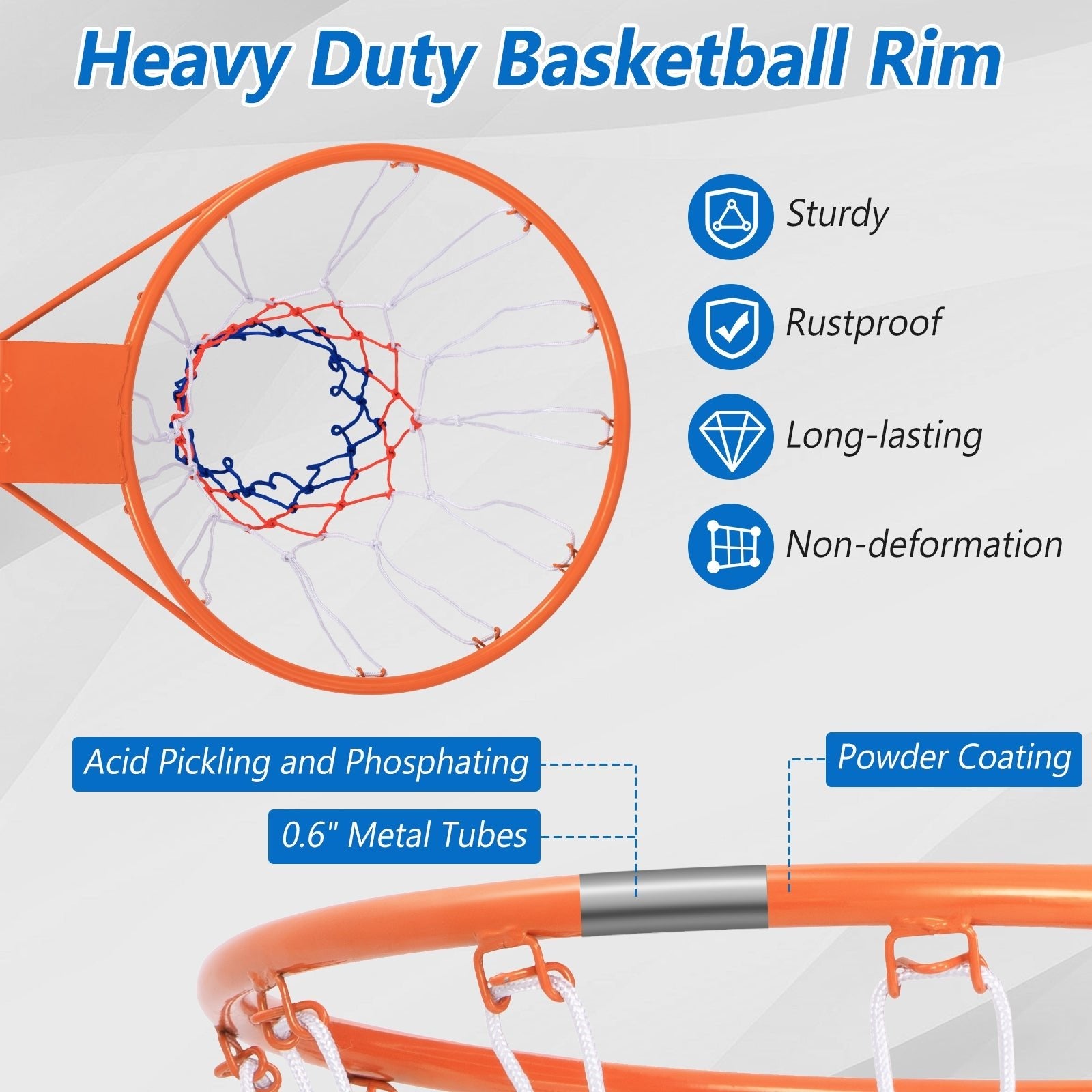 15-Inch Basketball Rim Goal Replacement with All Weather Net and Mounting Hardware, Orange Sport Equipments   at Gallery Canada