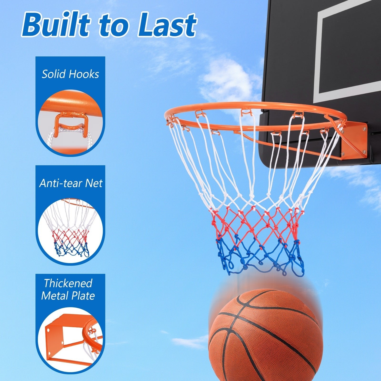 15-Inch Basketball Rim Goal Replacement with All Weather Net and Mounting Hardware, Orange Sport Equipments   at Gallery Canada