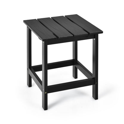 15 Inch Patio Square Wooden Slat End Side Coffee Table for Garden, Black Patio Coffee Tables   at Gallery Canada