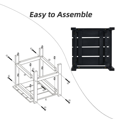 15 Inch Patio Square Wooden Slat End Side Coffee Table for Garden, Black Patio Coffee Tables   at Gallery Canada