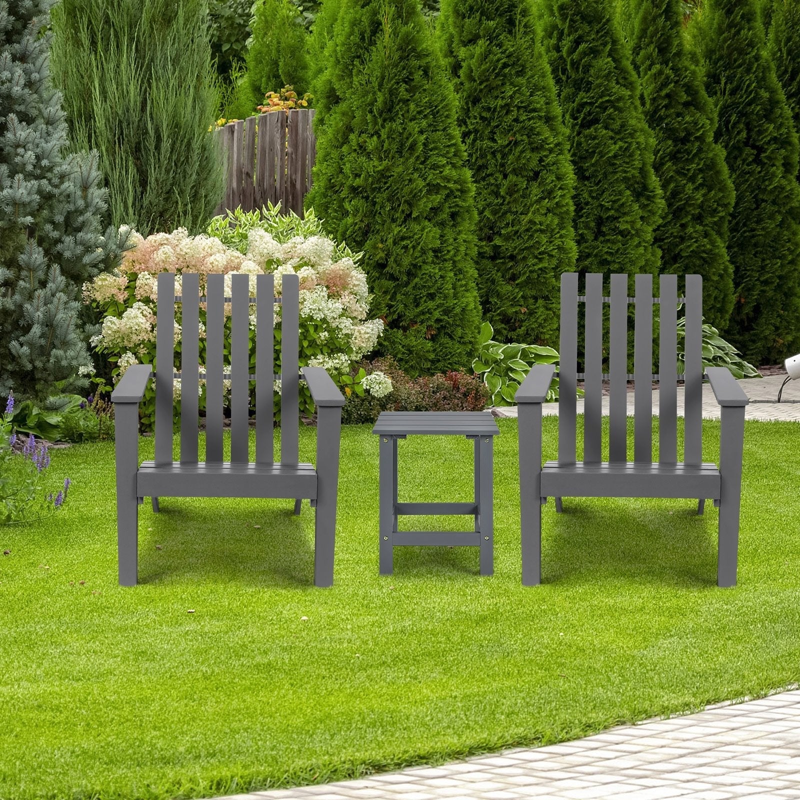 15 Inch Patio Square Wooden Slat End Side Coffee Table for Garden, Gray Patio Coffee Tables   at Gallery Canada