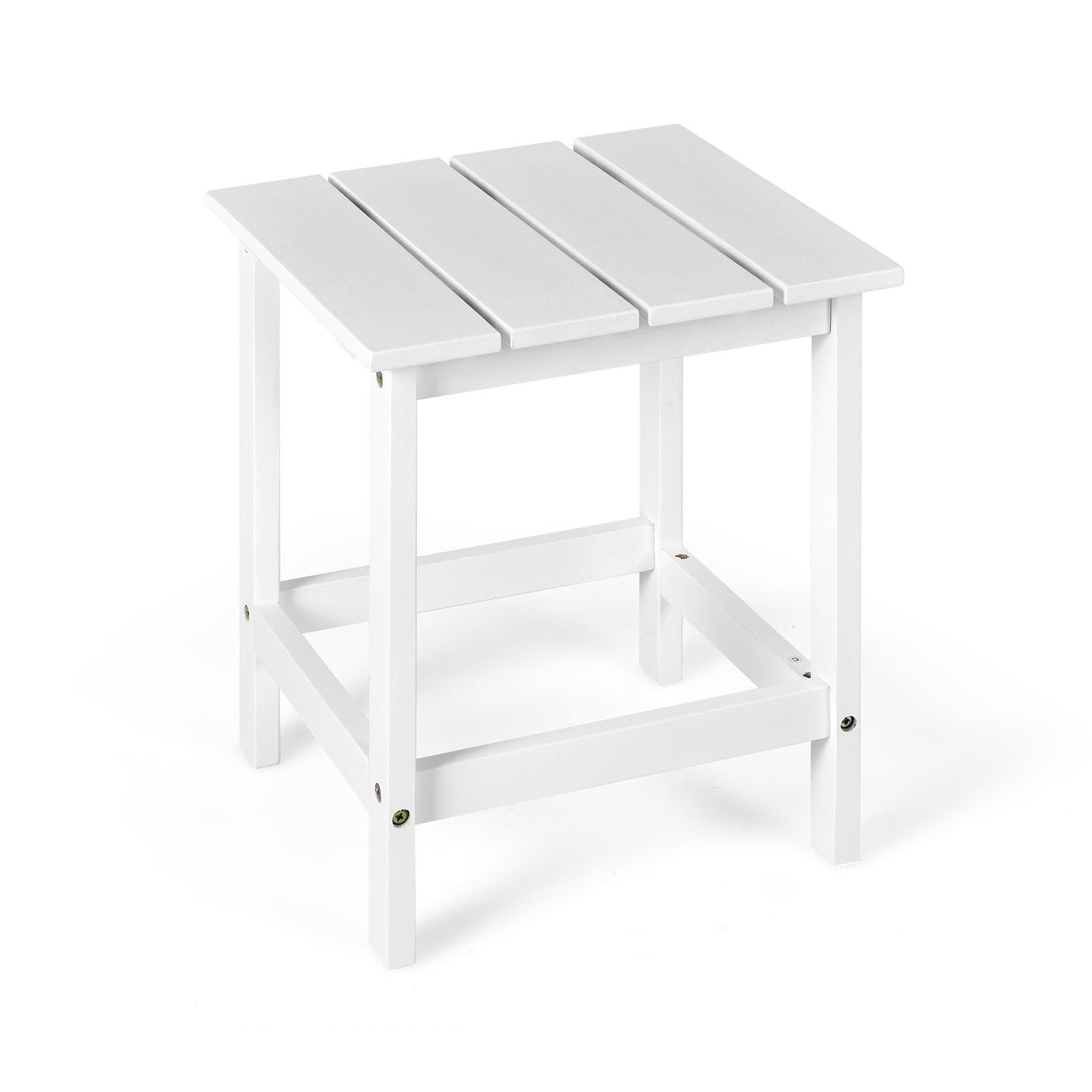 15 Inch Patio Square Wooden Slat End Side Coffee Table for Garden, White Patio Coffee Tables   at Gallery Canada