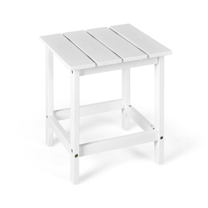 15 Inch Patio Square Wooden Slat End Side Coffee Table for Garden, White Patio Coffee Tables   at Gallery Canada