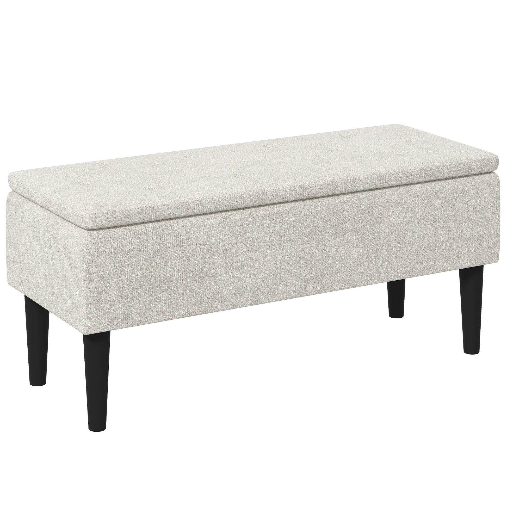 15" Modern Ottoman with Storage and Wooden Legs, 47L Storage Ottoman Holds up to 264 lbs, for Living Room, Bedroom, Beige Storage Ottomans & Benches Multi Colour  at Gallery Canada