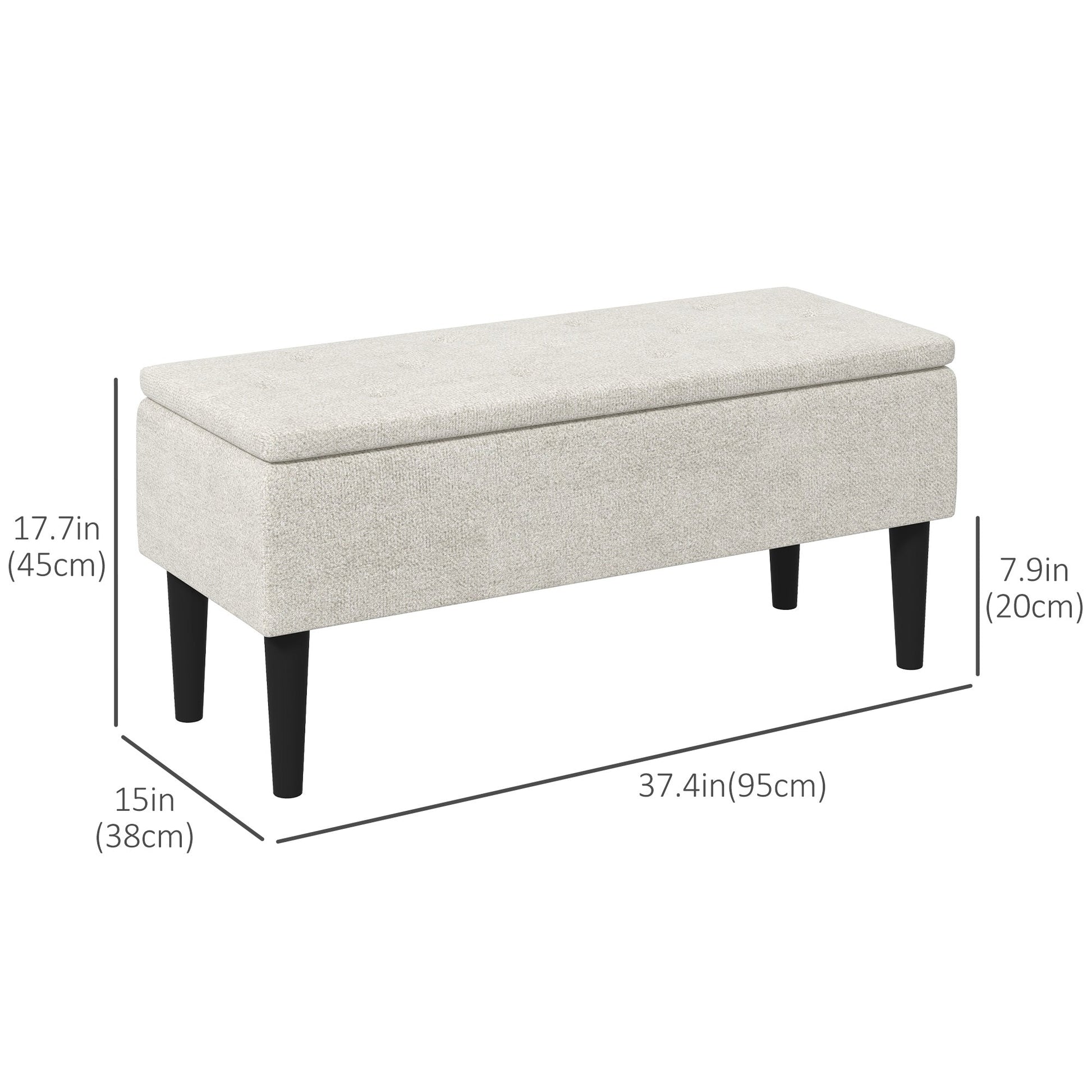 15" Modern Ottoman with Storage and Wooden Legs, 47L Storage Ottoman Holds up to 264 lbs, for Living Room, Bedroom, Beige Storage Ottomans & Benches   at Gallery Canada