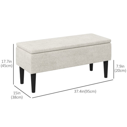 15" Modern Ottoman with Storage and Wooden Legs, 47L Storage Ottoman Holds up to 264 lbs, for Living Room, Bedroom, Beige Storage Ottomans & Benches   at Gallery Canada