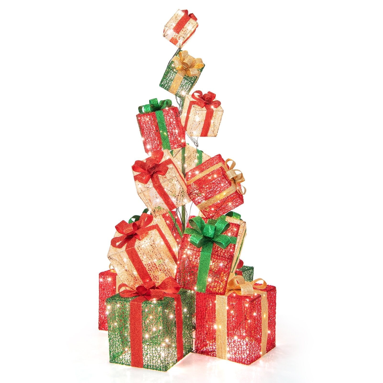 15 Stacked Lighted Christmas Gift Box Tower with 450 Warm White Lights, Multicolor Christmas Decor & Accessories   at Gallery Canada