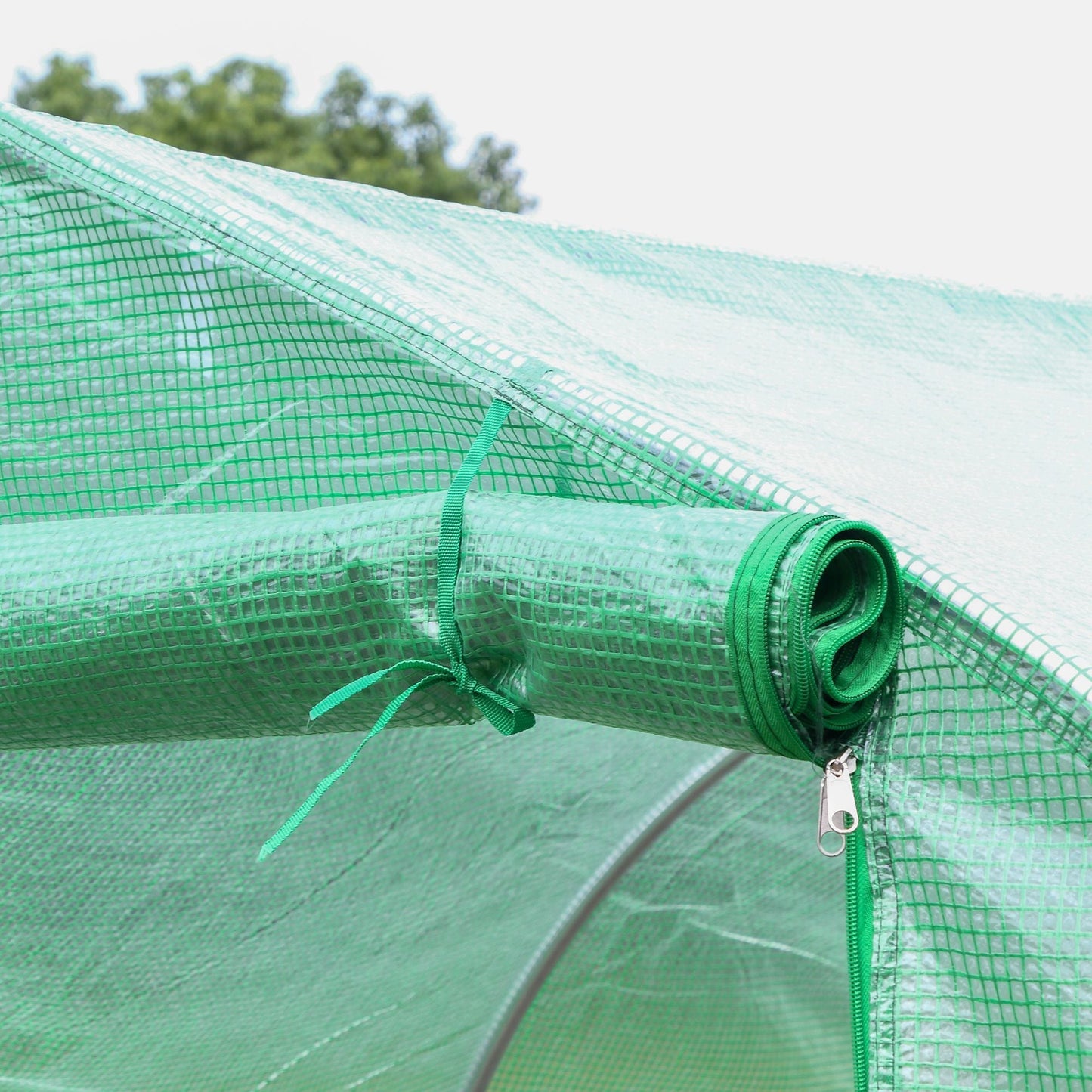 15' x 10' x 7' Walk-in Greenhouse Outdoor Plant Tunnel Warm Hot House w/ Roll Up Door and 6 Mesh Windows, Steel Frame, Green Walk In Greenhouses   at Gallery Canada