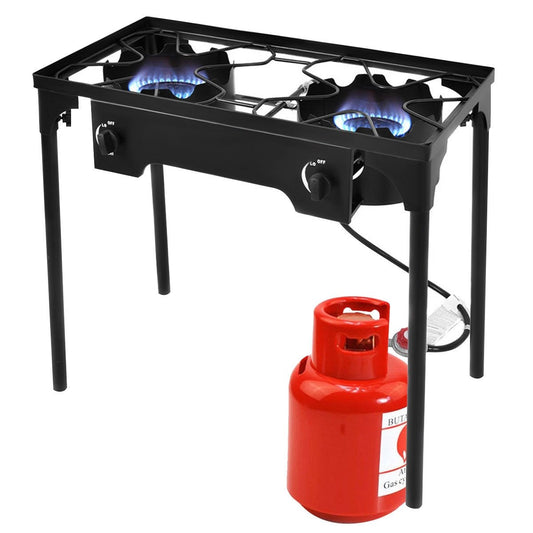 150 000 BTU Double Burner Outdoor Stove BBQ Grill, Black Outdoor Grills   at Gallery Canada