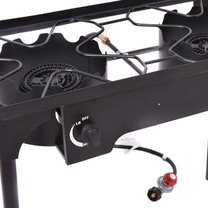 150 000 BTU Double Burner Outdoor Stove BBQ Grill, Black Outdoor Grills   at Gallery Canada