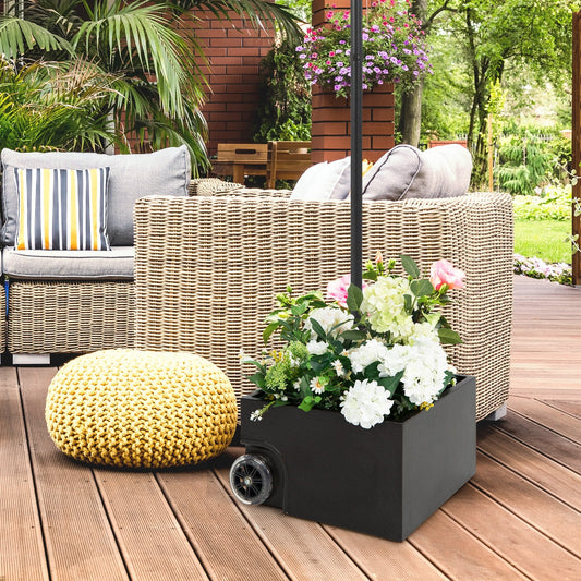 150 Pounds Patio Umbrella Base Stand Wheels Planter Outdoor, Black Outdoor Umbrella Bases   at Gallery Canada