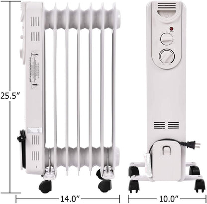 1500 W Electric Portable Oil Filled Radiator Space Heater with 3 Heat Settings Space Heaters   at Gallery Canada