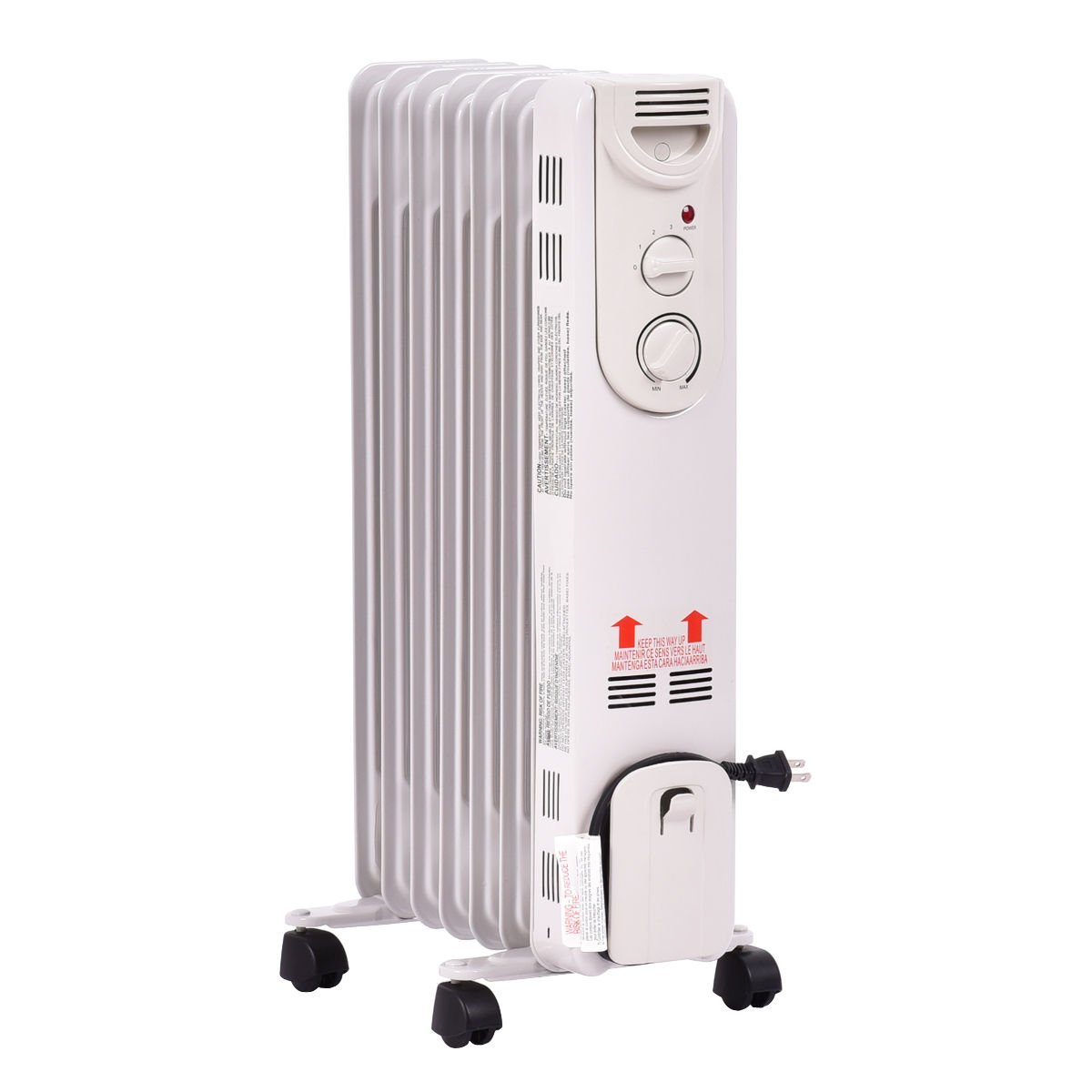 1500 W Electric Portable Oil Filled Radiator Space Heater with 3 Heat Settings Space Heaters   at Gallery Canada