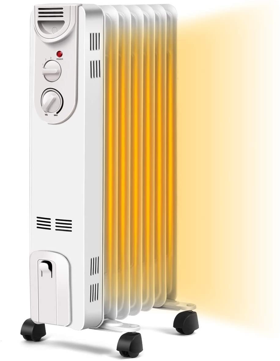 1500 W Electric Portable Oil Filled Radiator Space Heater with 3 Heat Settings Space Heaters   at Gallery Canada