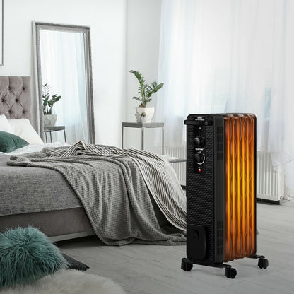 1500 W Oil-Filled Heater Portable Radiator Space Heater with Adjustable Thermostat, Black Space Heaters   at Gallery Canada