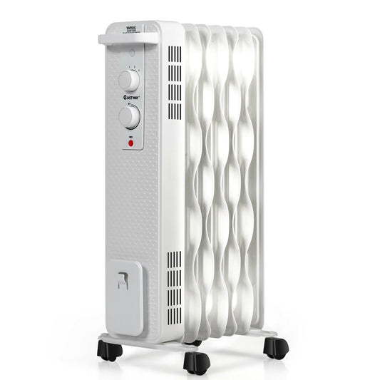 1500 W Oil-Filled Heater Portable Radiator Space Heater with Adjustable Thermostat, White Space Heaters   at Gallery Canada