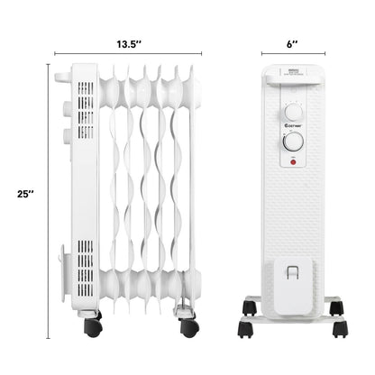 1500 W Oil-Filled Heater Portable Radiator Space Heater with Adjustable Thermostat, White Space Heaters   at Gallery Canada