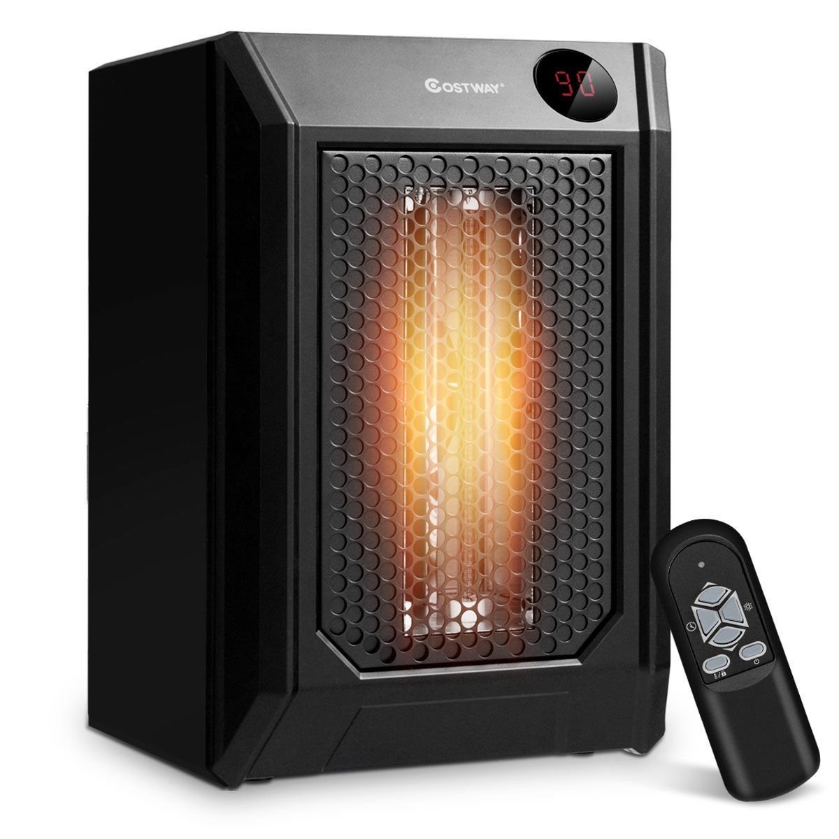 1500 W Remote Control Portable Electric Digital Quartz Space Heater, Black Space Heaters   at Gallery Canada