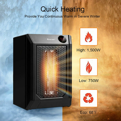 1500 W Remote Control Portable Electric Digital Quartz Space Heater, Black Space Heaters   at Gallery Canada