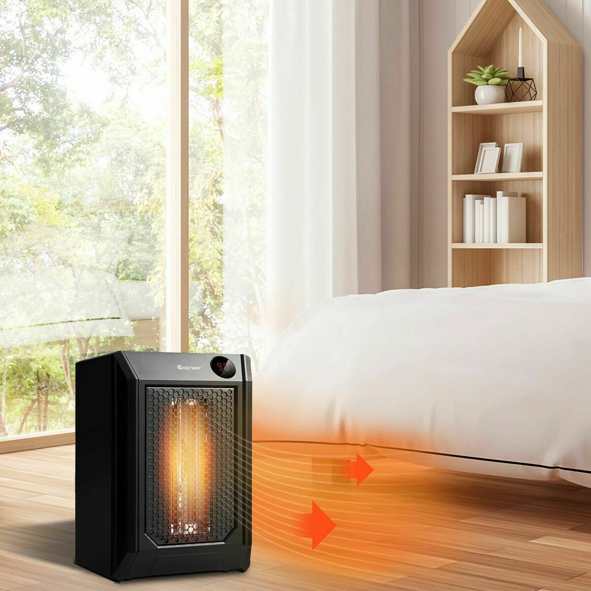 1500 W Remote Control Portable Electric Digital Quartz Space Heater, Black Space Heaters   at Gallery Canada